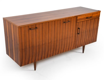 MID-CENTURY POLISH WALNUT MEDIA CABINET C. 1960S