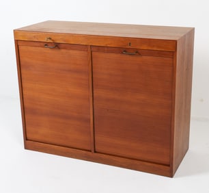 DANISH TEAK TAMBOUR CABINET C. 1960S