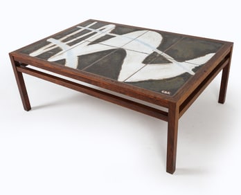 OLE BJORN KRUGER ROSEWOOD & TILE COFFEE TABLE