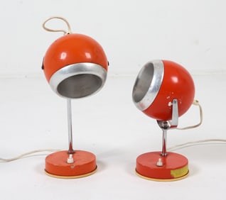 (2) SPACE AGE EYE BALL TABLE LAMPS C. 1970S