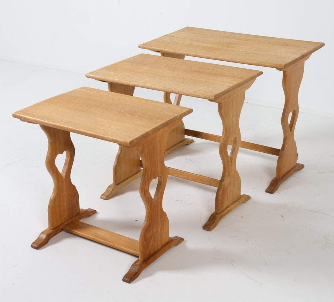 HENRY KJAERNULF DANISH OAK NESTING TABLES C. 1970S (1 of 16)