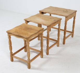 HENNING KJAERNULF OAK NESTING TABLES C. 1970S