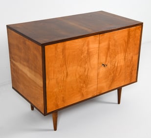 MID-CENTURY CZECH WALNUT & BIRCH CABINET C. 1960S