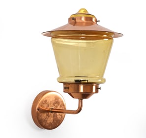 VIKTRA AMBER GLASS & COPPER SCONCE C.1960