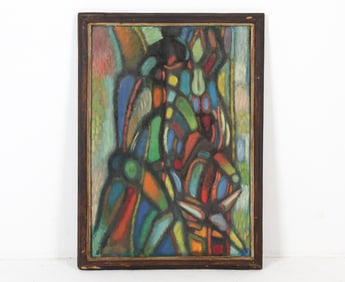 DANISH 20TH CENTURY ABSTRACT FIGURAL O/C