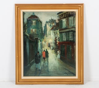 POUL KASTRUP (DANISH 1950S) STREET SCENE O/C