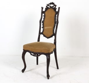 DANISH CARVED BLACK FOREST OAK HIGH-BACK CHAIR