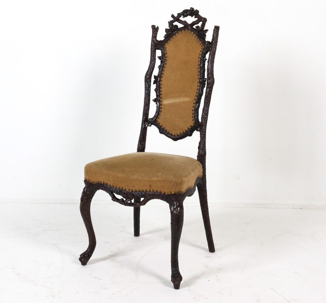 DANISH CARVED BLACK FOREST OAK HIGH-BACK CHAIR (1 of 20)