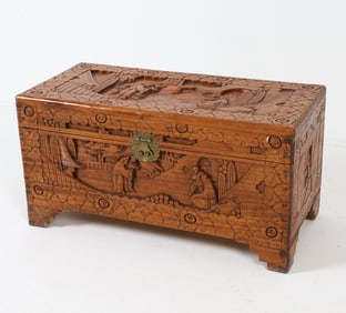 CHINESE CARVED WALNUT CAMPHOR CHEST