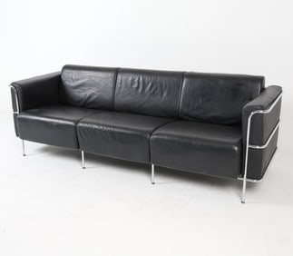 BAUHAUS STYLE LEATHER & STEEL SOFA