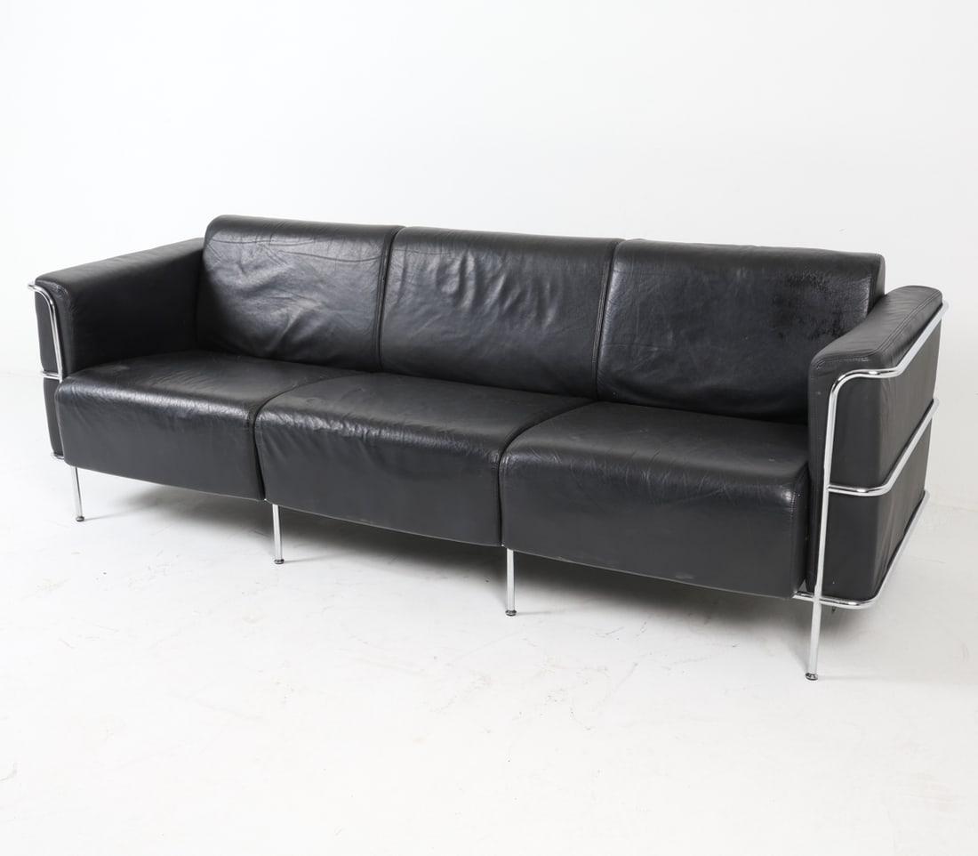 BAUHAUS STYLE LEATHER & STEEL SOFA (1 of 18)