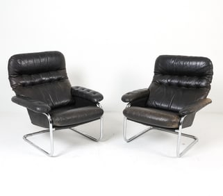 SAM LARSSON FOR DUX LEATHER LOUNGE CHAIRS