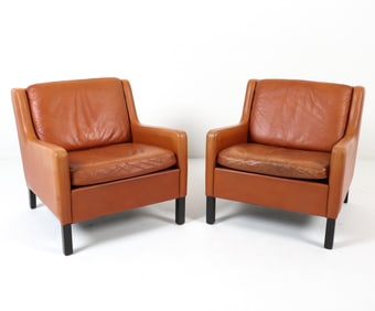 BORGE MOGENSEN DANISH LEATHER LOUNGE CHAIRS