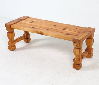 BRUTALIST PINE BENCH BY GLASMASTER MARKARYD