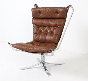 SIGURD RESSELL STYLE LEATHER LOUNGE CHAIR
