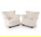 MARTA BLOMSTEDT STYLE LAMBS WOOL LOUNGE CHAIRS