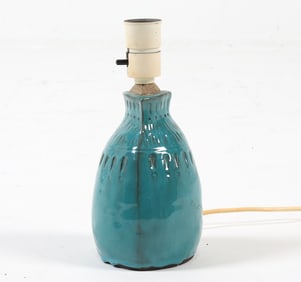 DANISH CERAMIC ART POTTERY VASE LAMP C. 1970S