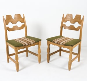 (2) KJAERNULF DANISH OAK RAZOR BACK DINING CHAIRS