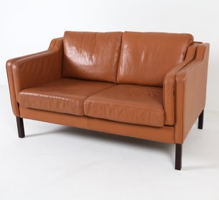 MOGENSEN STYLE STOUBY DANISH LEATHER SOFA C. 1970S