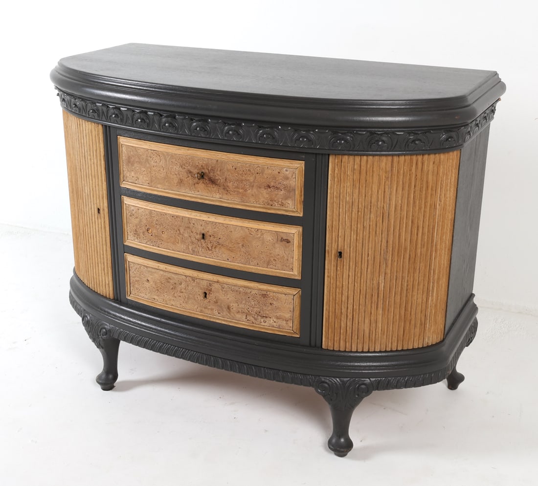 SCANDINAVIAN BURL WOOD DEMILUNE CABINET (1 of 20)