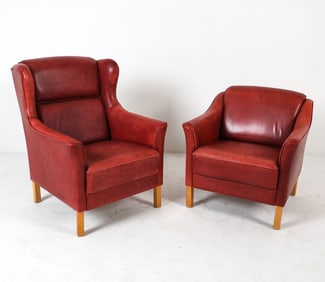 BORGE MOGENSEN STYLE DANISH LEATHER CHAIRS C. 1970