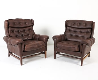 PAIR OF DANISH LEATHER LOUNGE CHAIRS C. 1960S