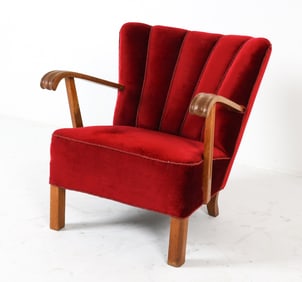 FRITZ HANSEN DANISH VELVET CLUB CHAIR