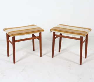 DANISH TEAK & WOOL OTTOMANS C. 1960S