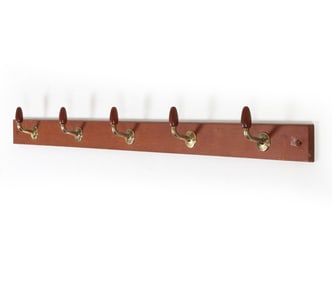 DANISH TEAK & BRASS COAT RACK C. 1960S