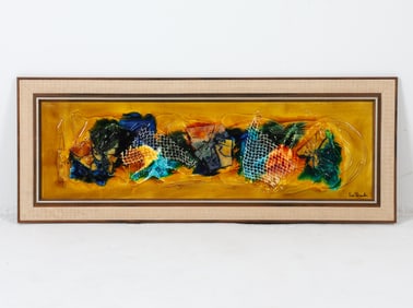 DANISH ABSTRACT OIL ON CANVAS C. 1970S