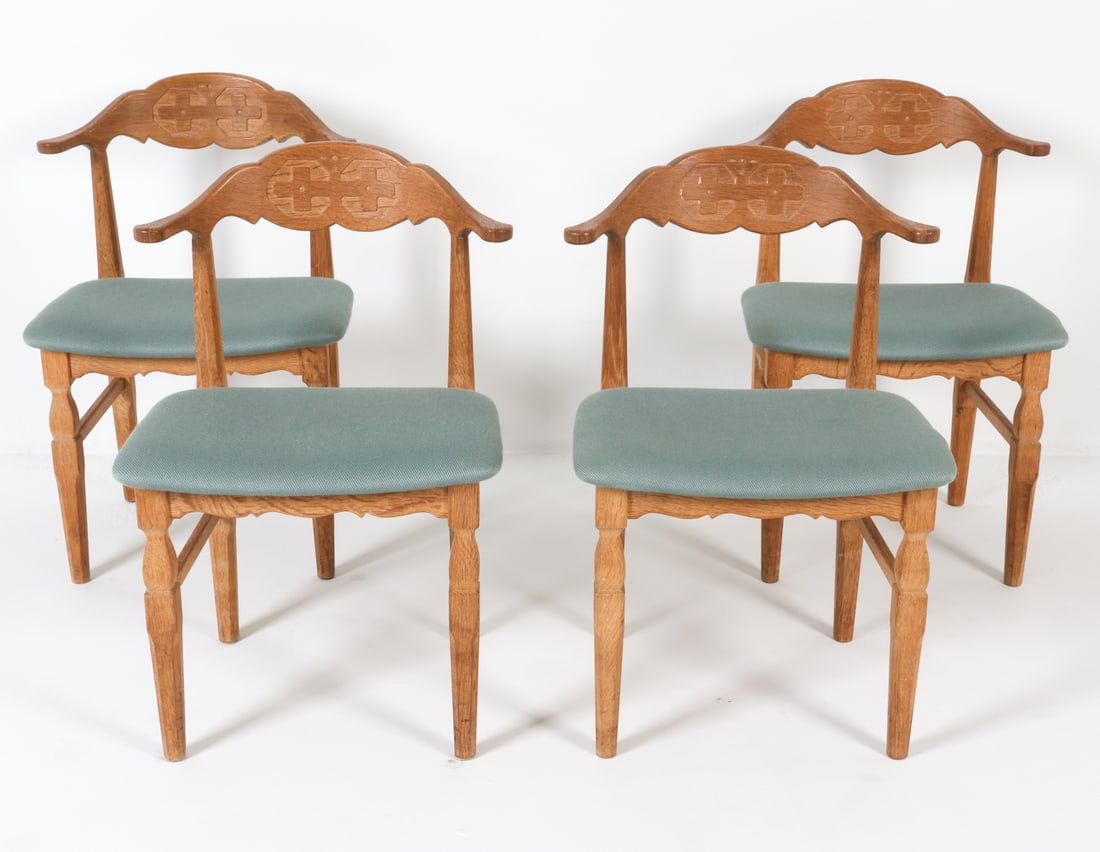 (4) HENNING KJAERNULF OAK DINING CHAIRS C. 1970S (1 of 14)