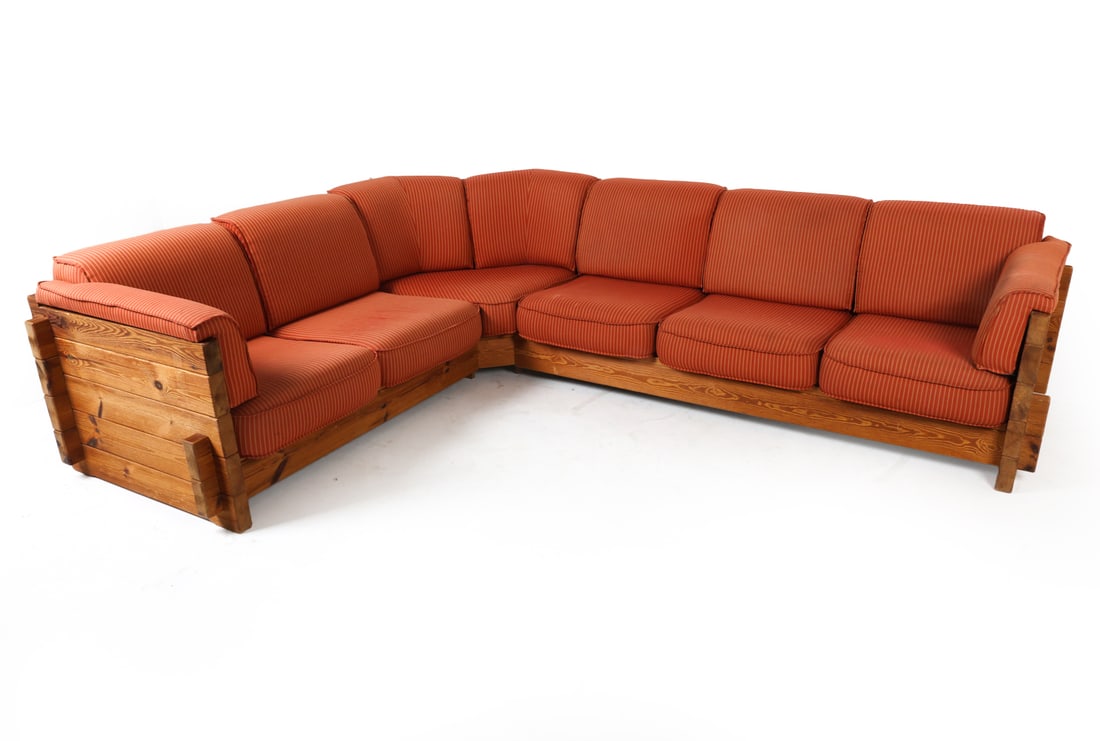 LARGE DANISH BRUTALIST PINE SECTIONAL SOFA 1970S (1 of 18)