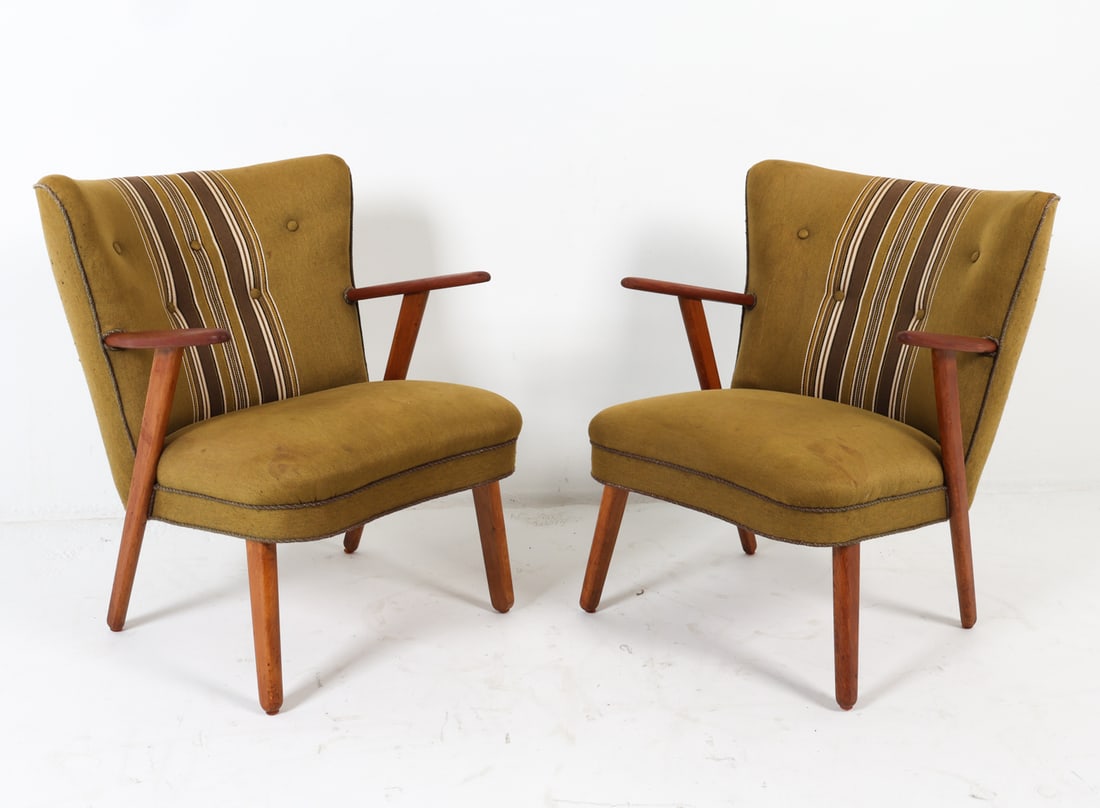 PAIR MADSEN SCHUBEL STYLE DANISH TEAK EASY CHAIRS (1 of 17)