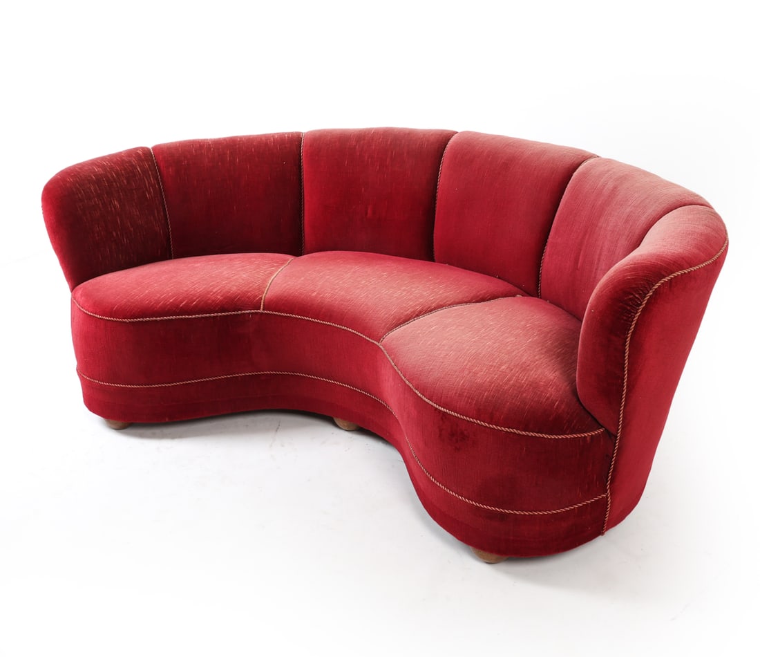 DANISH MOHAIR BANANA SOFA C. 1950S (1 of 17)