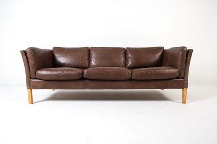 STOUBY DANISH LEATHER SOFA C. 1970S