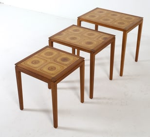 MID-CENTURY DANISH TEAK & TILE NESTING TABLES