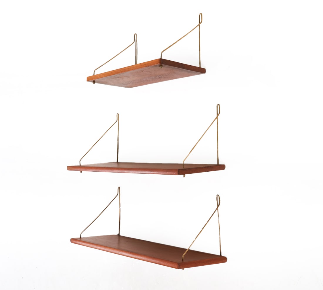 DANISH TEAK WALL SHELVES C. 1960S (1 of 18)
