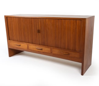 ILLUMS BOLIGHUS TEAK TAMBOUR SIDEBOARD C. 1960S