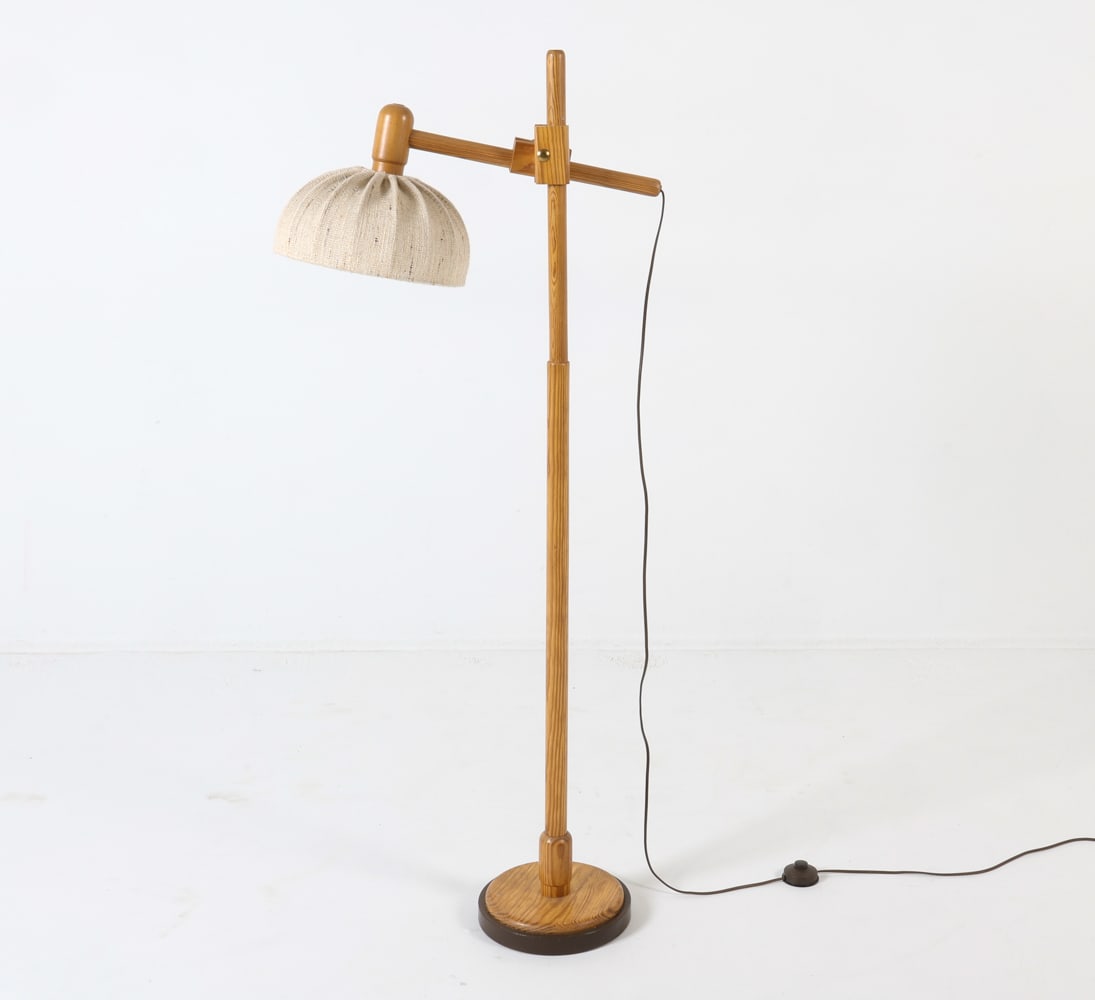 SWEDISH PINE ARTICULATING FLOOR LAMP C. 1970S (1 of 12)