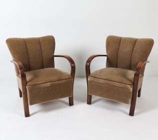 PAIR FRITZ HANSEN STYLE DANISH LOUNGE CHAIRS 1940S