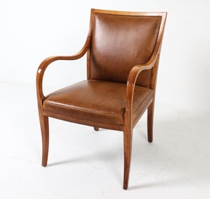 FRITZ HANSEN DANISH LEATHER LOUNGE CHAIR C. 1960S