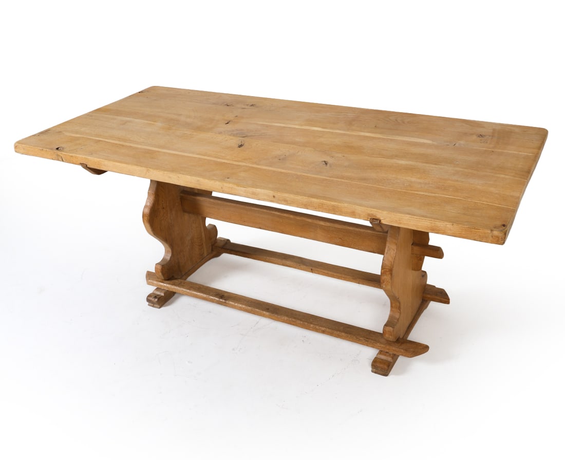 KJAERNULF STYLE DANISH OAK TRESTLE TABLE C. 1970S (1 of 18)