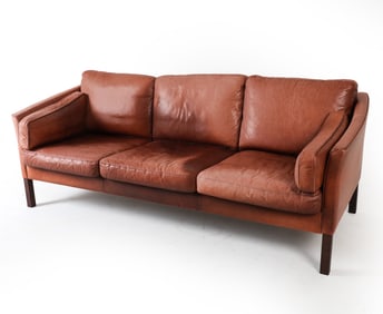 STOUBY DANISH LEATHER SOFA C. 1970S