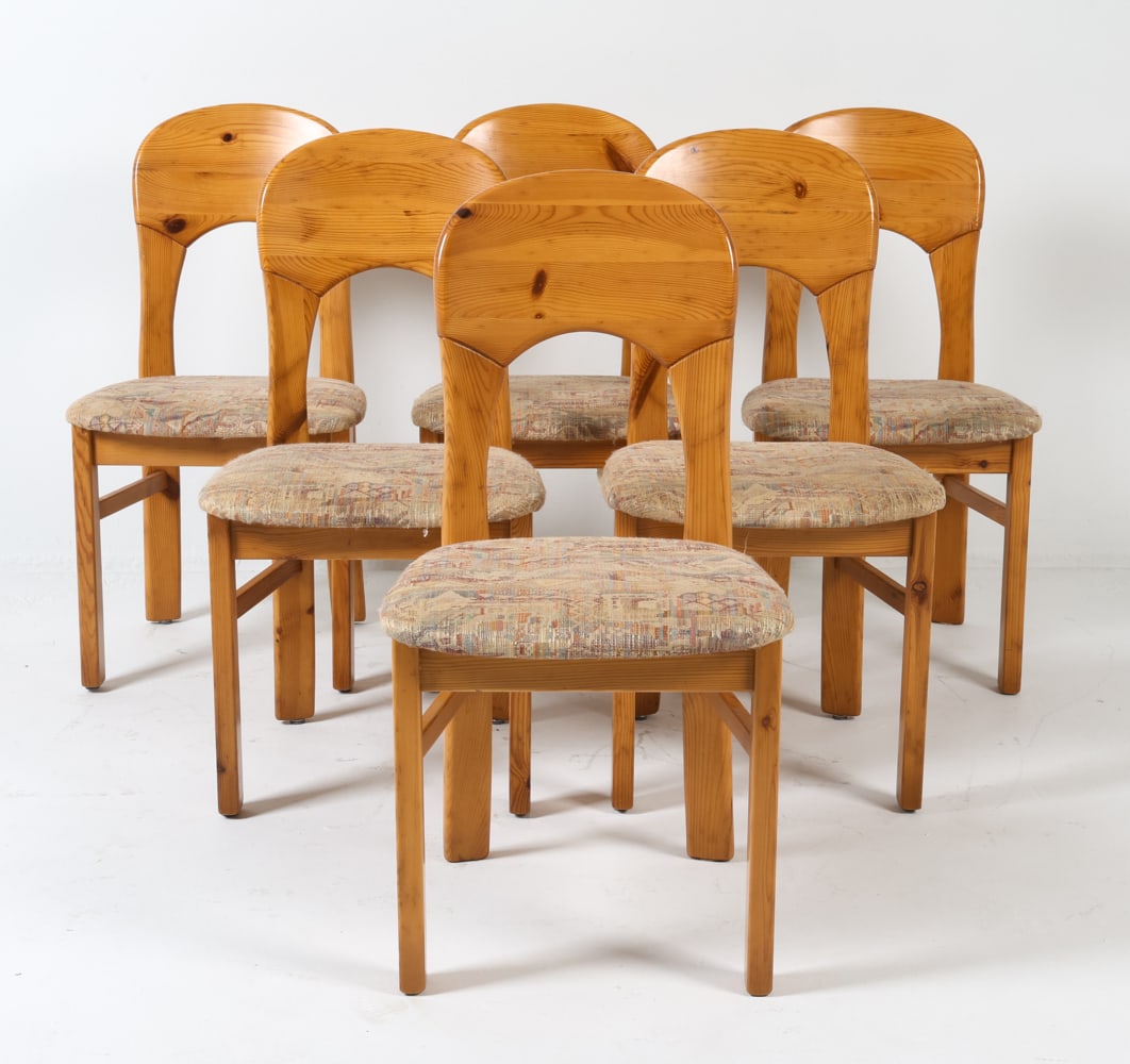 (6) DAUMILLER STYLE PINE DINING CHAIRS C. 1970S (1 of 16)