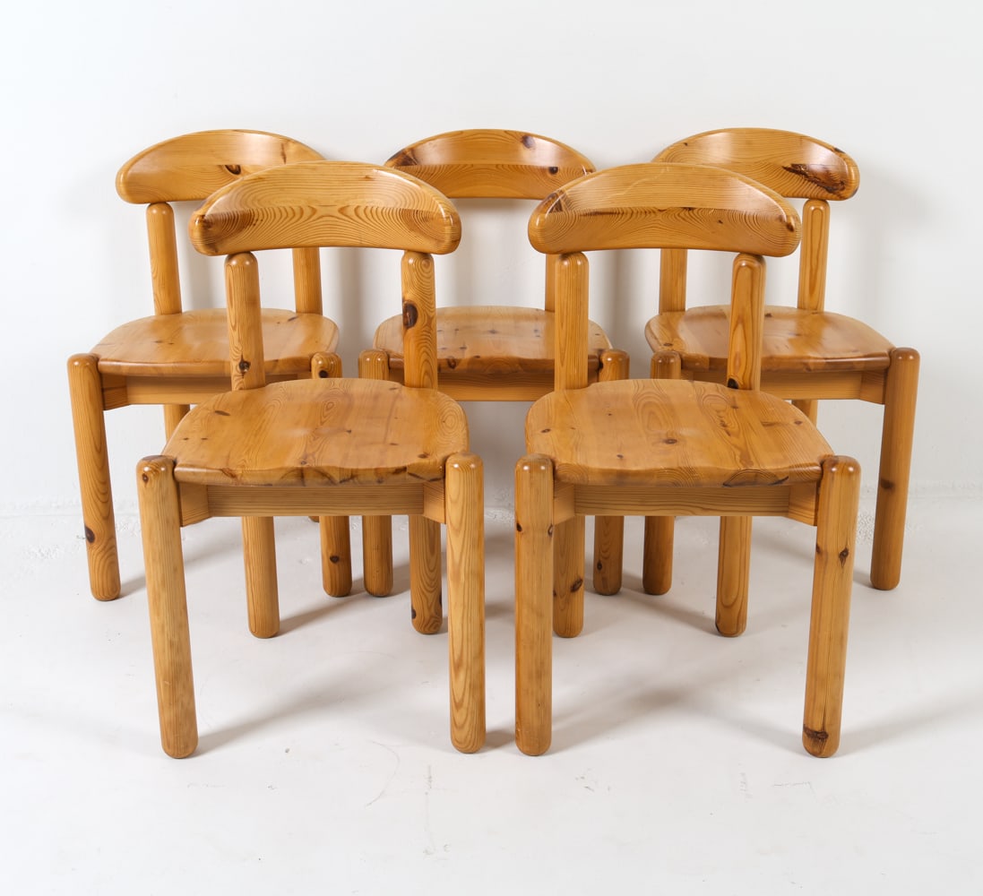 (5) RAINER DAUMILLER PINE DINING CHAIRS C. 1970S (1 of 14)