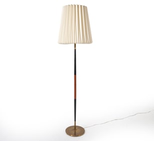 JO HAMMERBORG TEAK & BRASS FLOOR LAMP C. 1960S