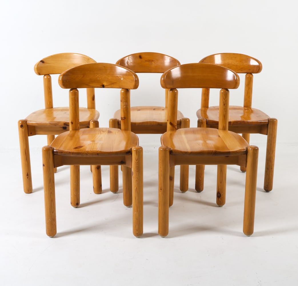 (5) RAINER DAUMILLER PINE DINING CHAIRS C. 1970S (1 of 15)