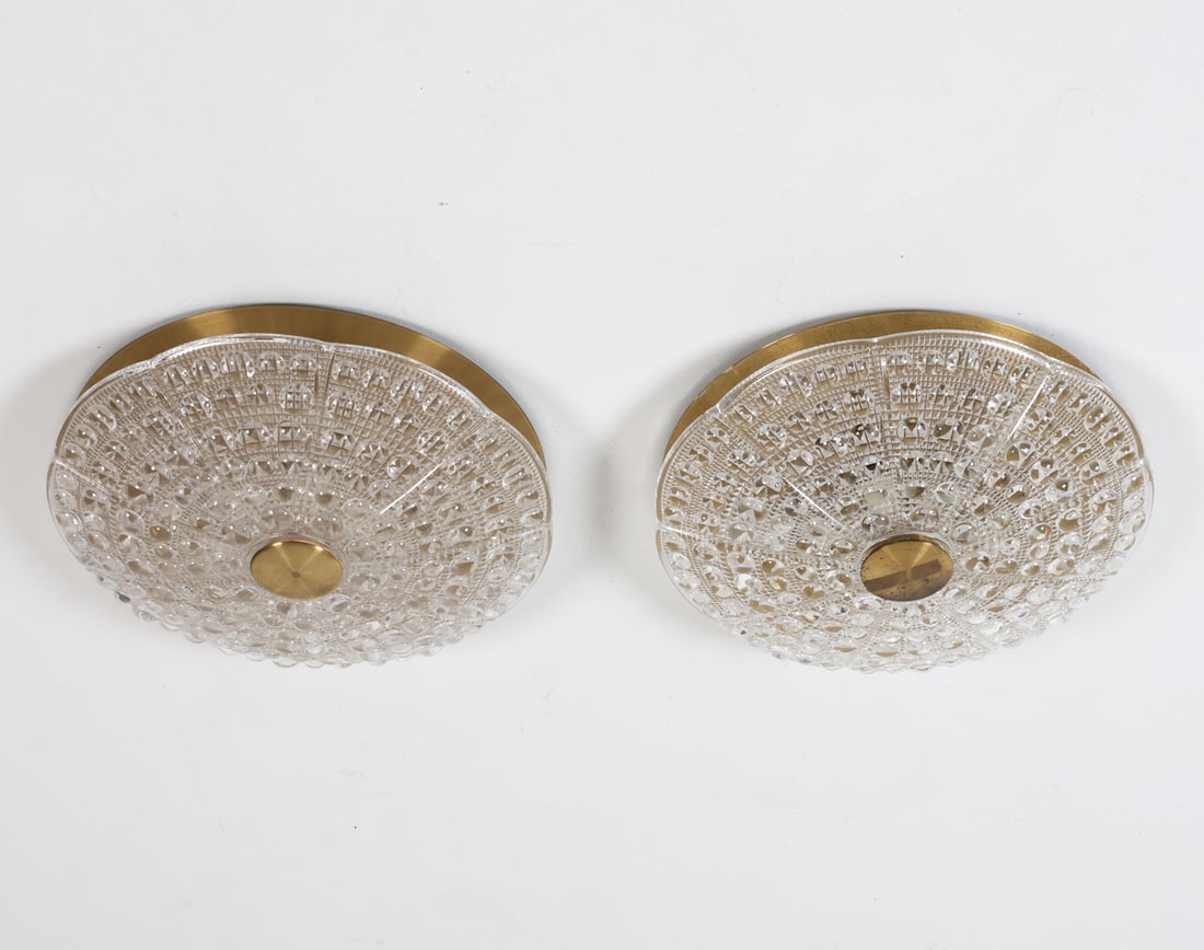PAIR OF FAGERLUND BRASS & CRYSTAL CEILING LIGHTS (1 of 14)