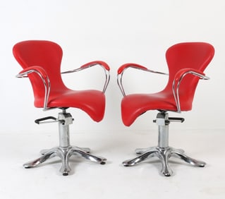 PAIR OF SOLENI ITALIAN LEATHER SWIVEL CHAIRS