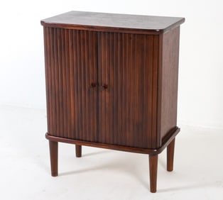 DANISH TEAK TAMBOUR CABINET C. 1960S